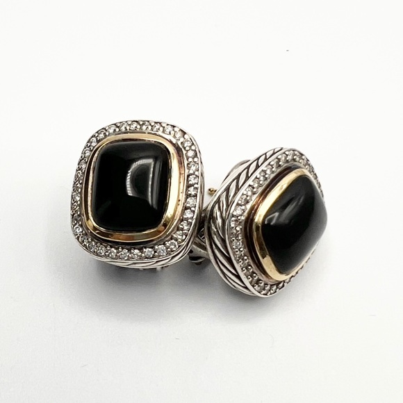 David Yurman Jewelry - David Yurman “RARE” Albion Sterling Black Onyx & Diamond Earrings w/18K Accents